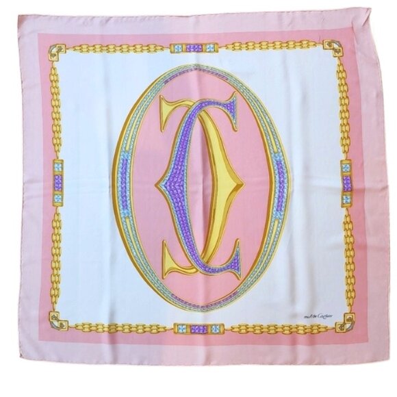 Cartier Accessories - Cartier must de Cartier silk logo scarf 34" EUC